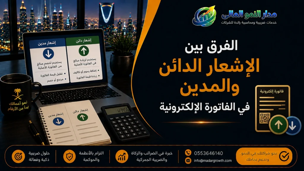 الفرق بين الإشعار الدائن والمدين في الفاتورة الإلكترونية