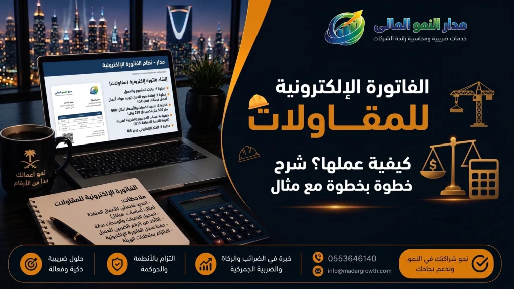 كيفية عمل فاتورة الكترونية للمقاولات | شرح خطوة بخطوة مع مثال