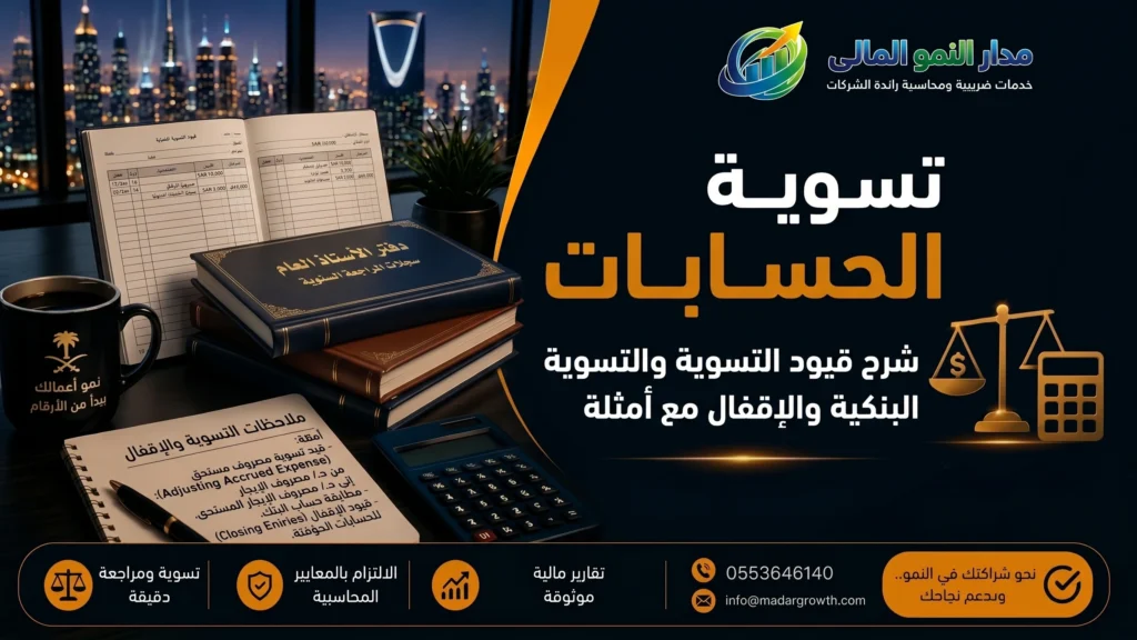 تسوية الحسابات | شرح قيود التسوية والتسوية البنكية والإقفال مع أمثلة