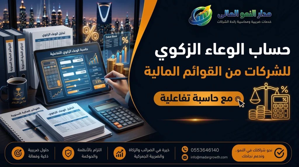 حساب الوعاء الزكوي للشركات من القوائم المالية | مع حاسبة تفاعلية